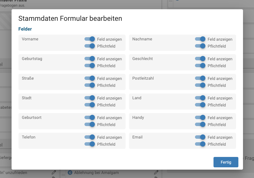 Kontaktdaten-Konfiguration