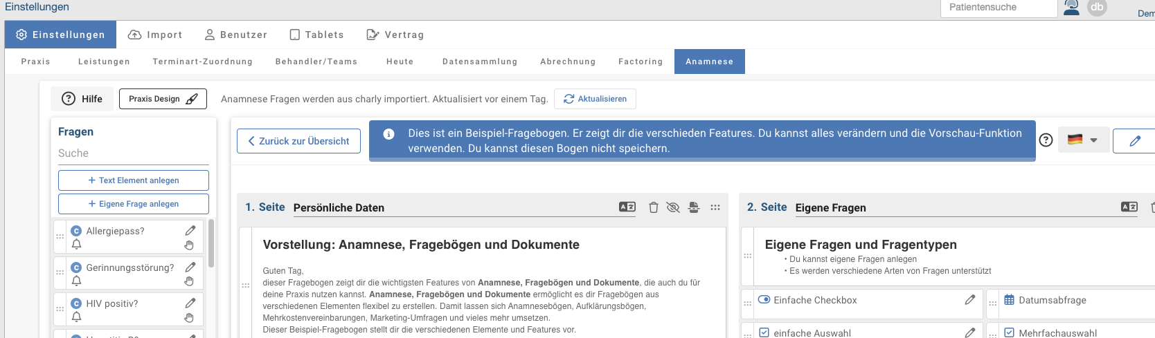 Demo-Bogen