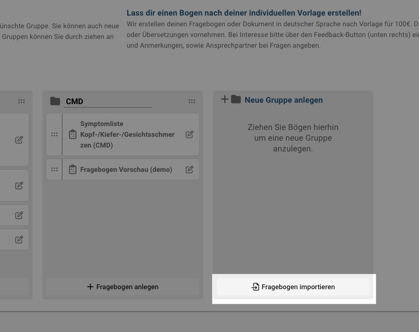 Fragebogen-Import