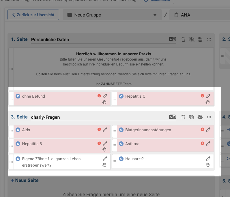 Anzeige von chartly Fragen, die nicht matchen