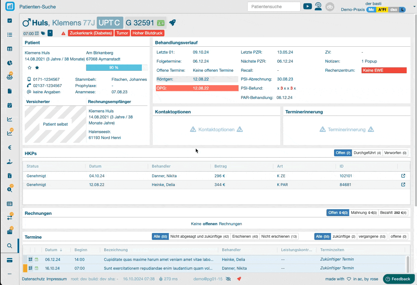 Patientensuche Termine Filter